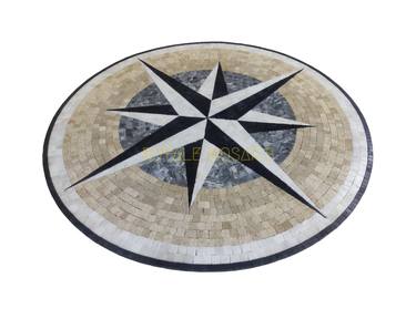 36" Compass Nautical Marble Mosaic Medallion Handmade Stone Art thumb