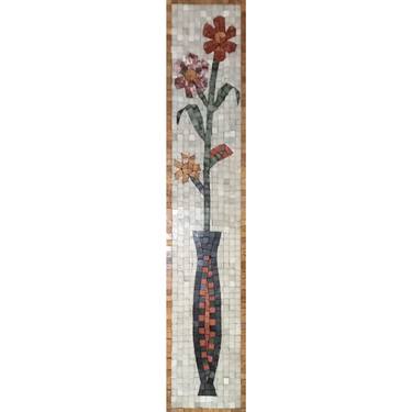 75"x15" Flowers pot marble mosaic long tail handmade art thumb