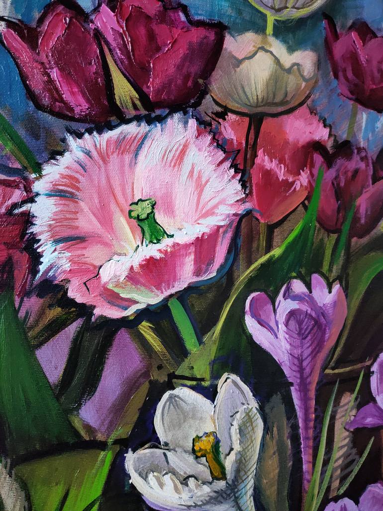 Original Impressionism Floral Painting by Olena Horbel
