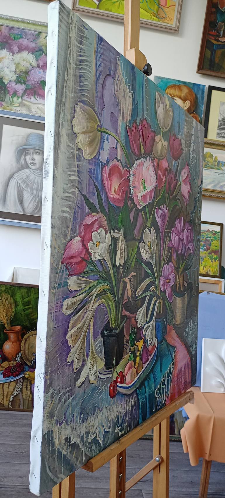 Original Impressionism Floral Painting by Olena Horbel