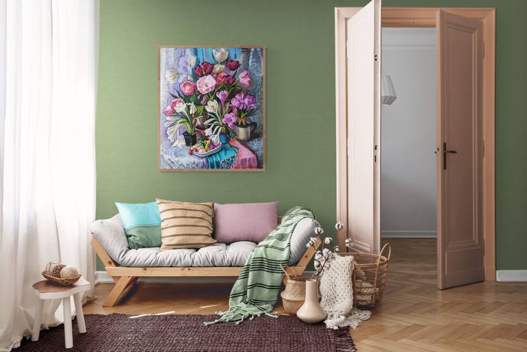 Original Impressionism Floral Painting by Olena Horbel