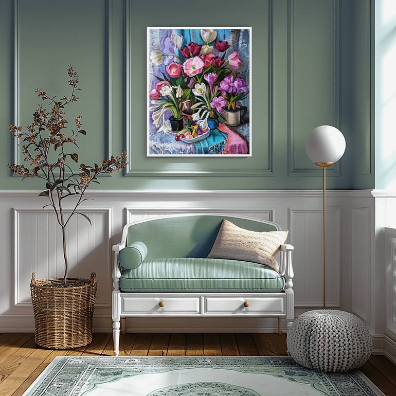 Original Impressionism Floral Painting by Olena Horbel