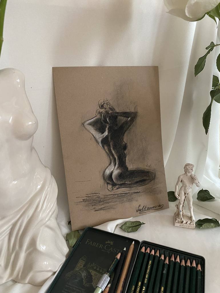 Original Expressionism Nude Drawing by Elvira Sultanova