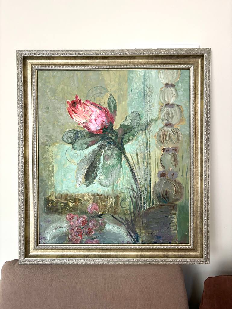 Original Art Deco Floral Painting by Giedre Pipinyte-Grunskiene