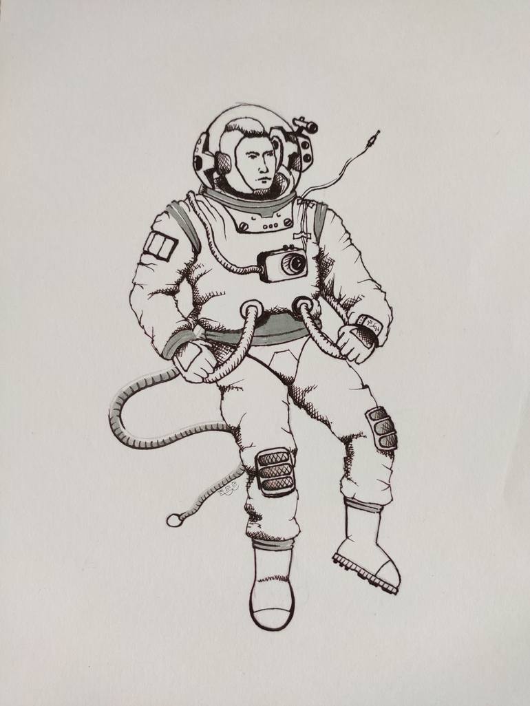 Spaceman Drawing by Robert Bolocan