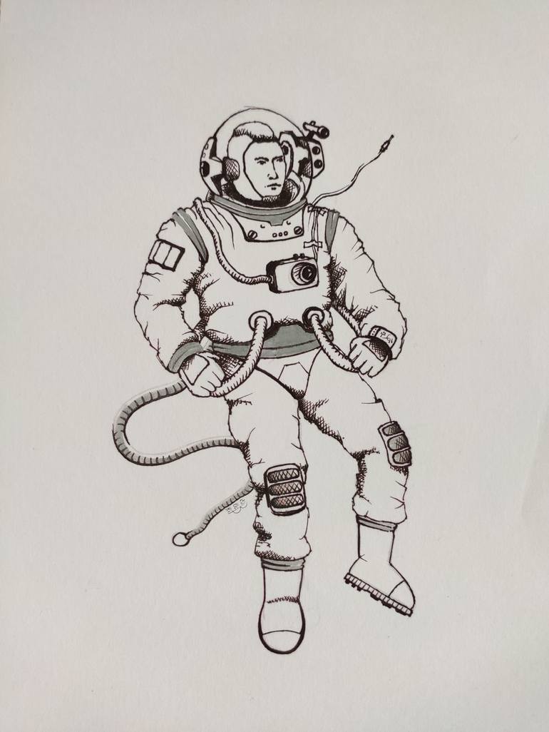 Spaceman Drawing by Robert Bolocan