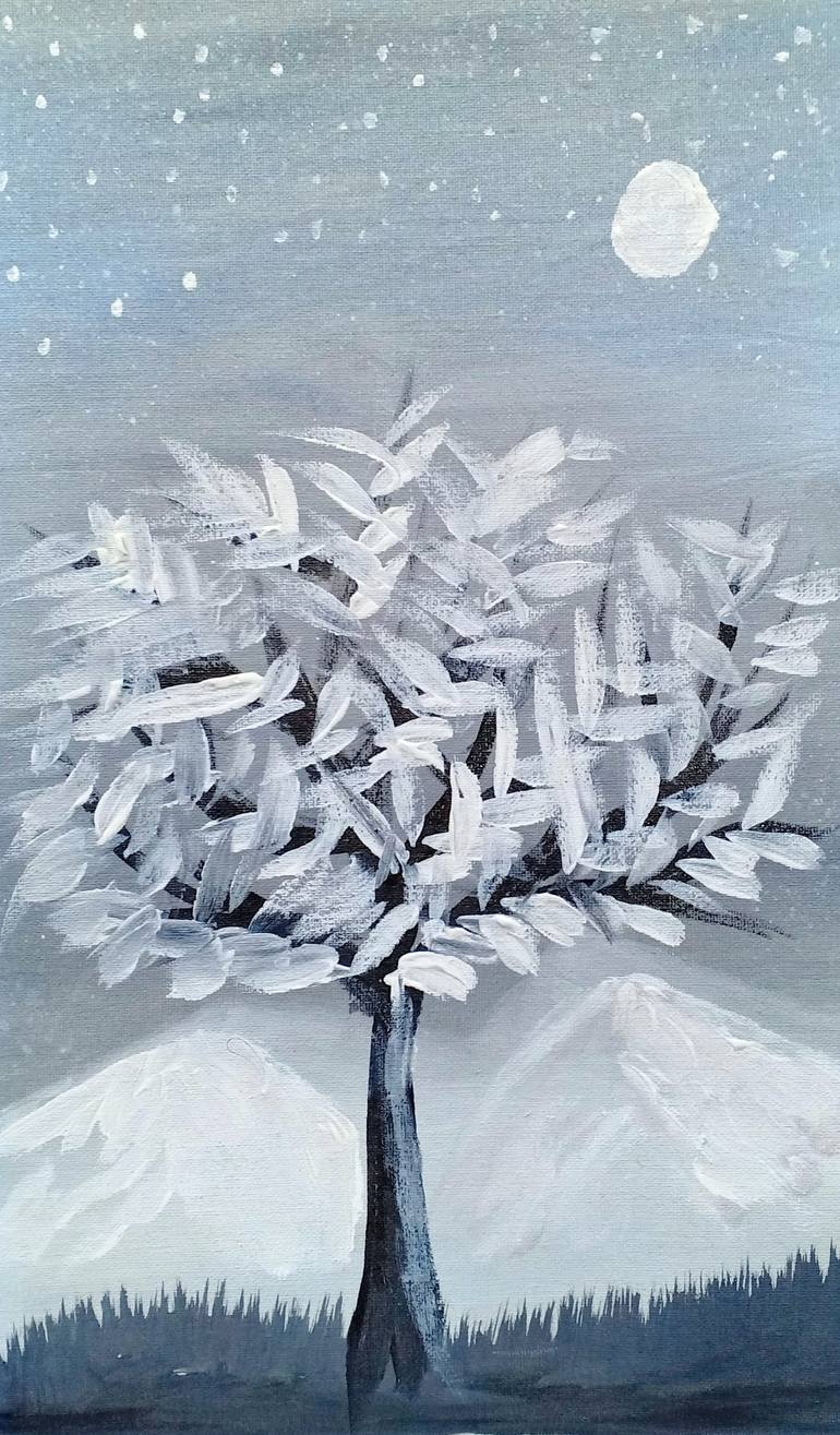 Snow tree with acrylic