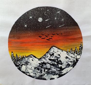 Winter Mountains Acrylic Painting thumb