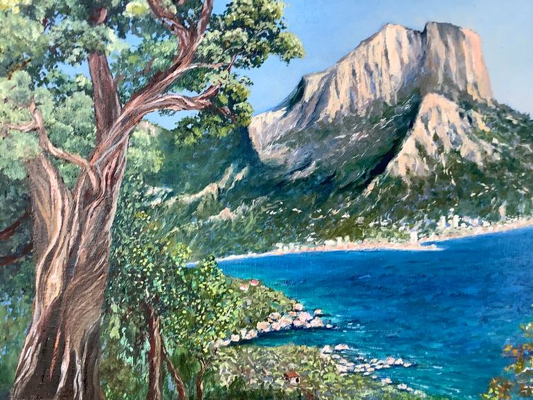 Original Art Deco Seascape Painting by Antonina Dunaeva