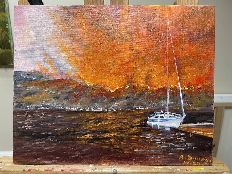 Original Abstract Expressionism Landscape Painting by Antonina Dunaeva