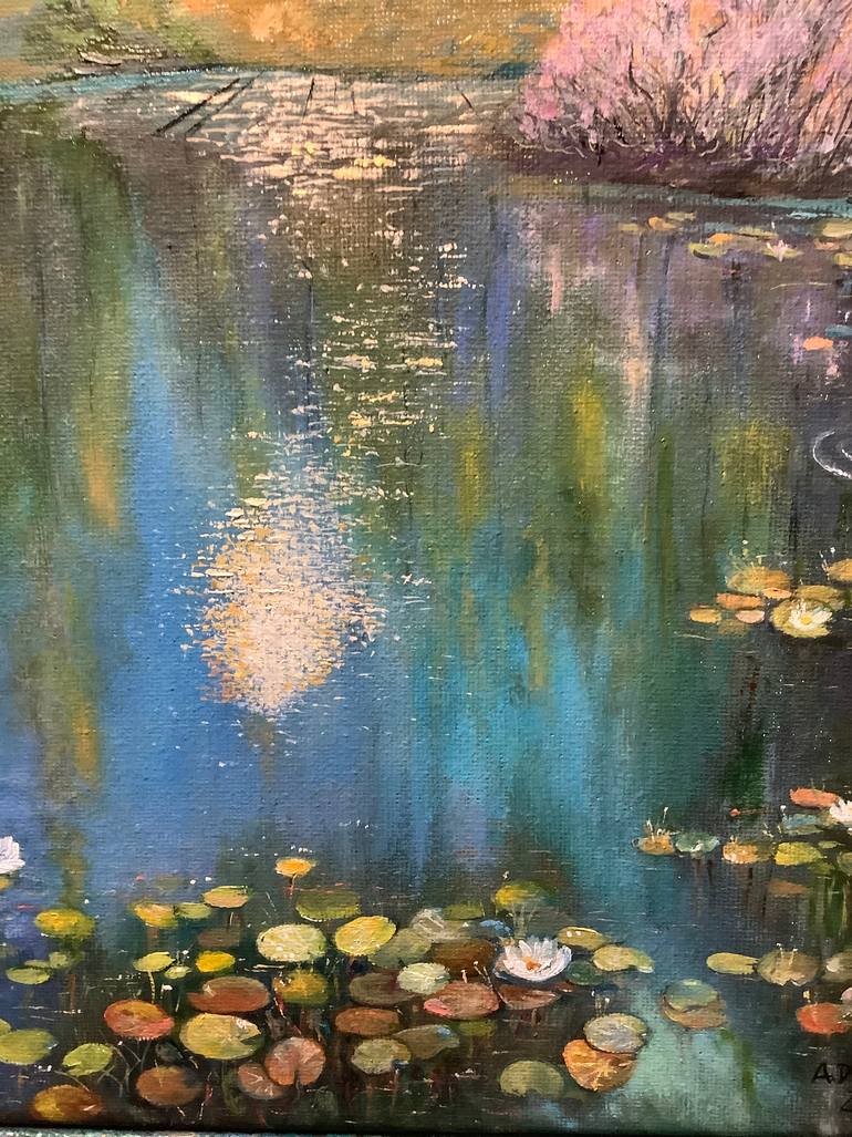Original Art Deco Landscape Painting by Antonina Dunaeva