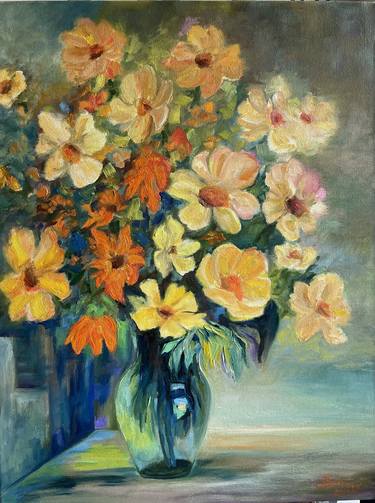 Original Art Deco Floral Paintings by Antonina Dunaeva
