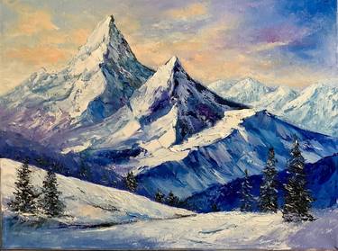 Mountains Picks Original Painting Oil 12x16" Impasto thumb