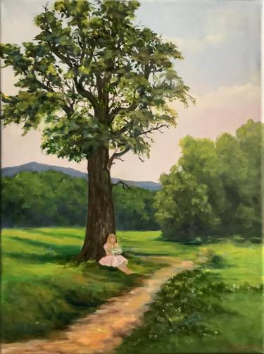 The Tree Landscape Original Painting in Oil on canvas 11x14" thumb