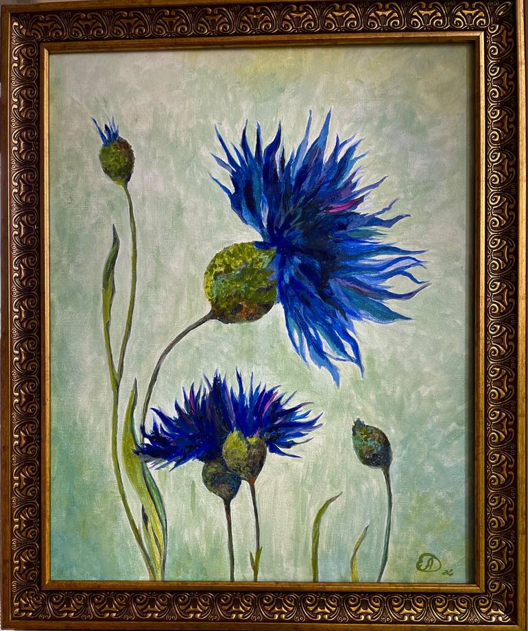 Original Art Deco Floral Painting by Antonina Dunaeva