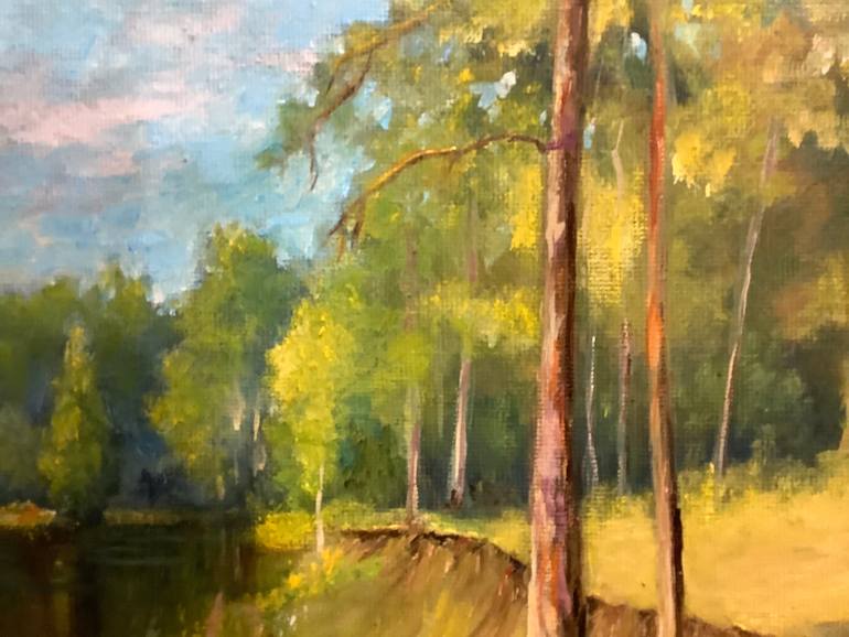 Original Art Deco Landscape Painting by Antonina Dunaeva