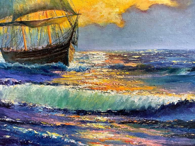 Original Impressionism Seascape Painting by Antonina Dunaeva