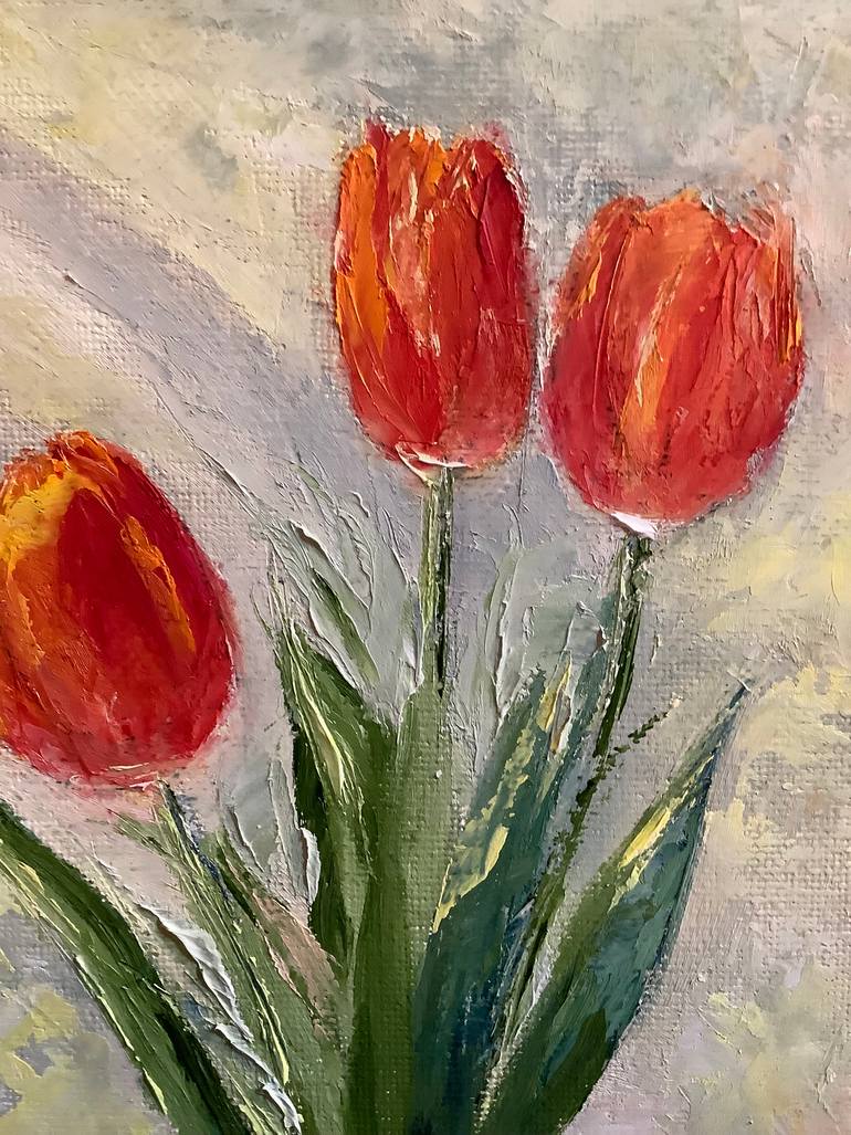 Original Art Deco Floral Painting by Antonina Dunaeva