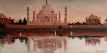 Taj Mahal, India, Original beautiful painting in acrylic. Sunrise. thumb
