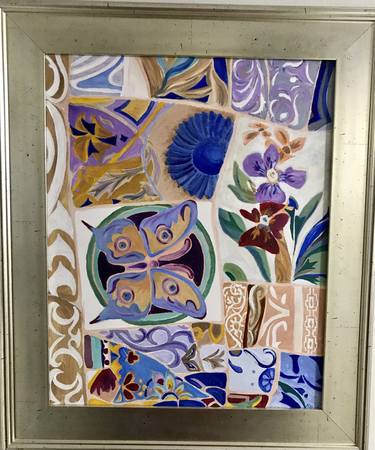 Gaudi motive Spain Barcelona Framed Original Painting in Oil with Gaudi motive by Antonina Dunaeva-Come4Art thumb