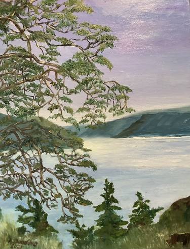 British Columbia, Canada, Kelowna surroundings, Original unique motive and composition painting in oil, 11x14", by Antonina Dunaeva thumb
