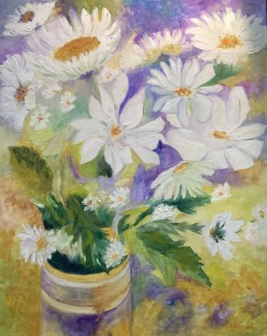 Flowers Summer Abstract Original Painting in Oil16x20" thumb