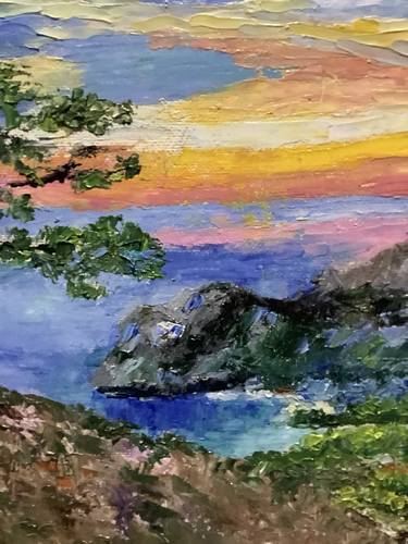 Italy Seascape Original Painting in Oil by Palette Knife in impasto style in Bright Colours 8x8" by Antonina Dunaeva-Come4Art thumb