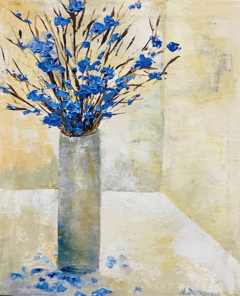 Blue Flowers Abstract Original Painting Oil 11x14 Impasto Gallery Canvas  Bouquet Wall Artwork Decor by Antonina Dunaeva-Come4ART Painting by  Antonina Dunaeva