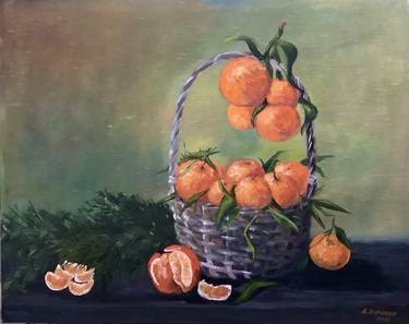 Tangerines In a Bucket Original Painting in Oil 20x16" Wall Artwork Decor by Antonina Dunaeva-Come4ART thumb