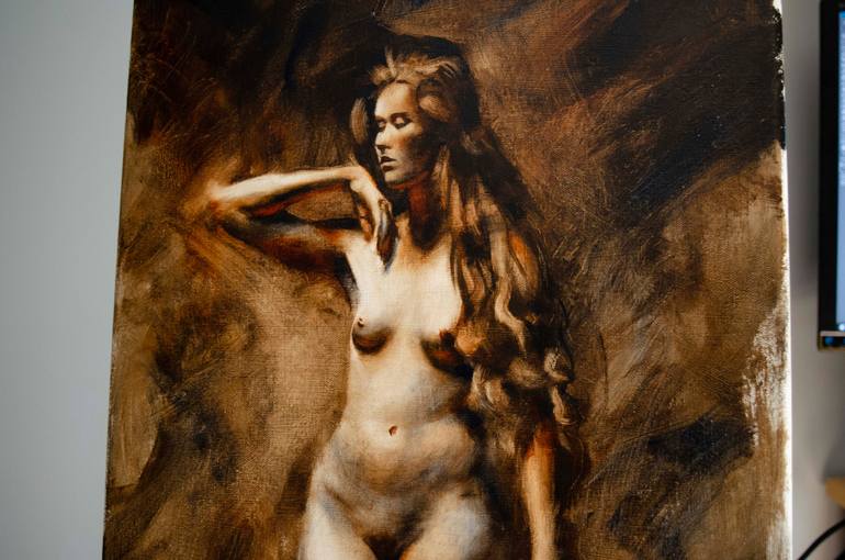 Original Impressionism Nude Painting by Romain Eugene