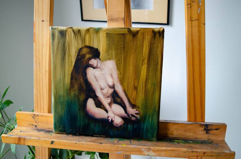 Original Impressionism Nude Painting by Romain Eugene