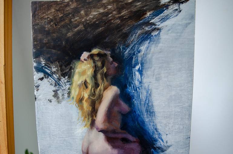 Original Impressionism Nude Painting by Romain Eugene