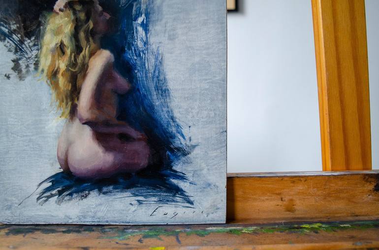 Original Impressionism Nude Painting by Romain Eugene