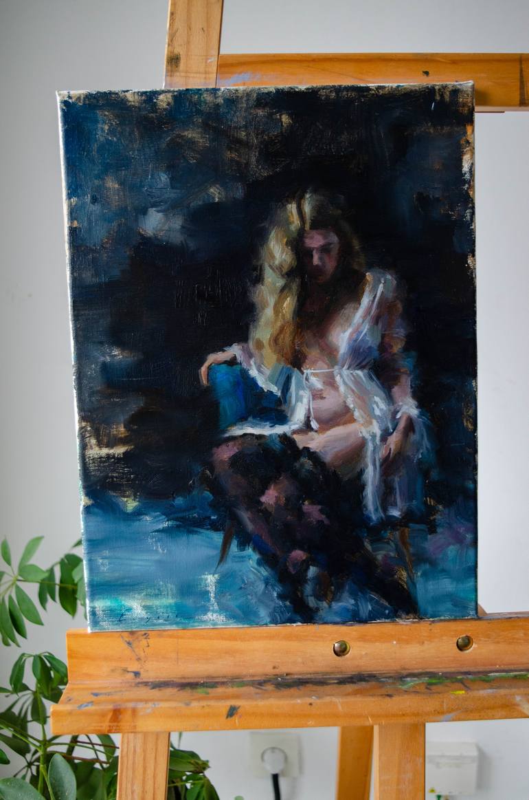 Original Impressionism Nude Painting by Romain Eugene