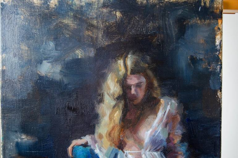 Original Impressionism Nude Painting by Romain Eugene