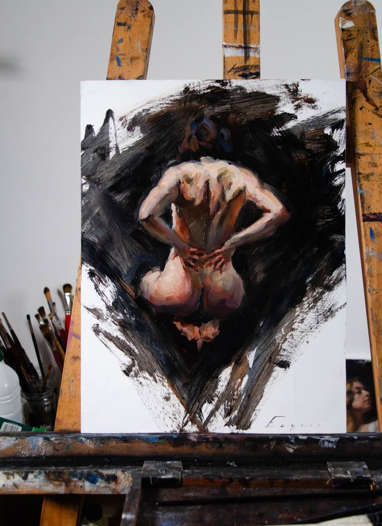 Original Impressionism Nude Painting by Romain Eugene