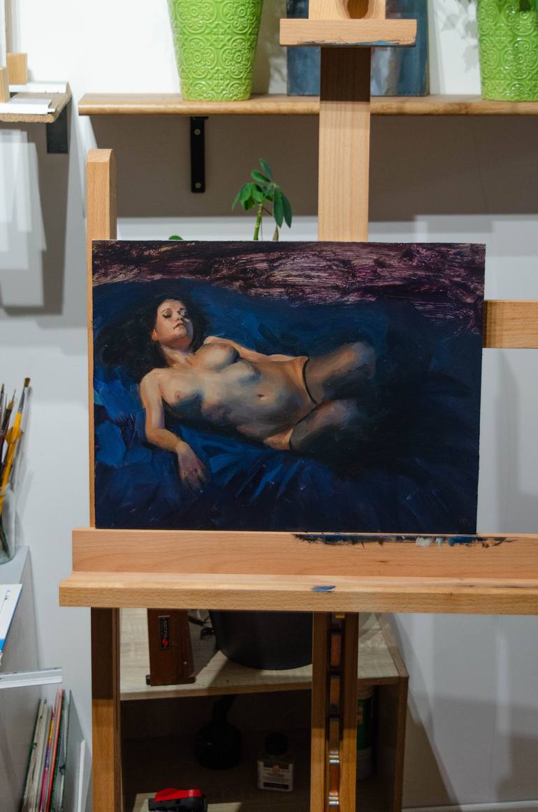 Original Impressionism Nude Painting by Romain Eugene