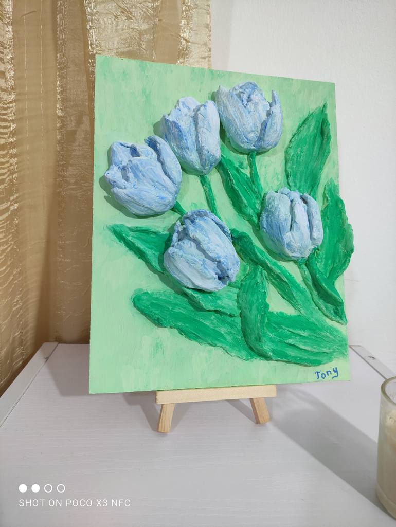 Original Art Deco Floral Sculpture by Tony Maria Konik