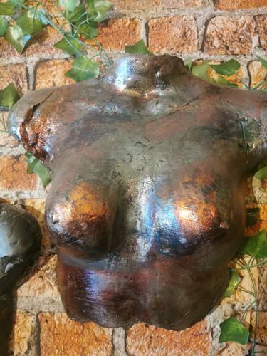 Female nude Raku 3D wall sculpture thumb