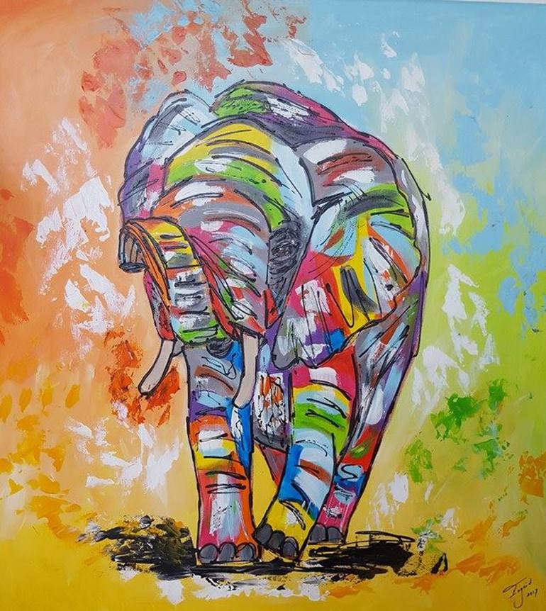 Young African elephant Painting by Ingrid Stevens | Saatchi Art