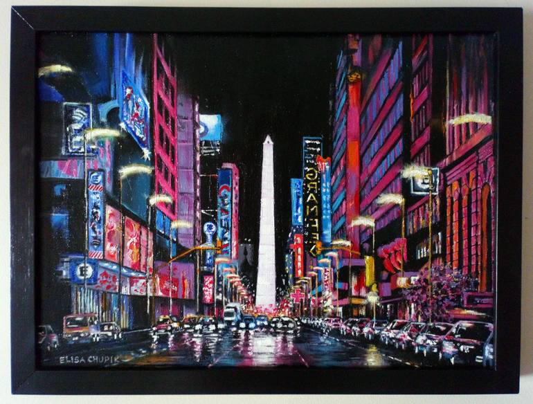 Original Figurative Cities Painting by Elisa Chupik