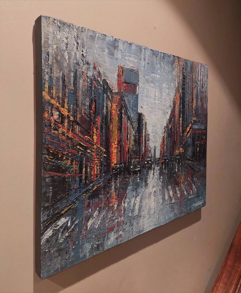 Original Abstract Expressionism Cities Painting by Elisa Chupik