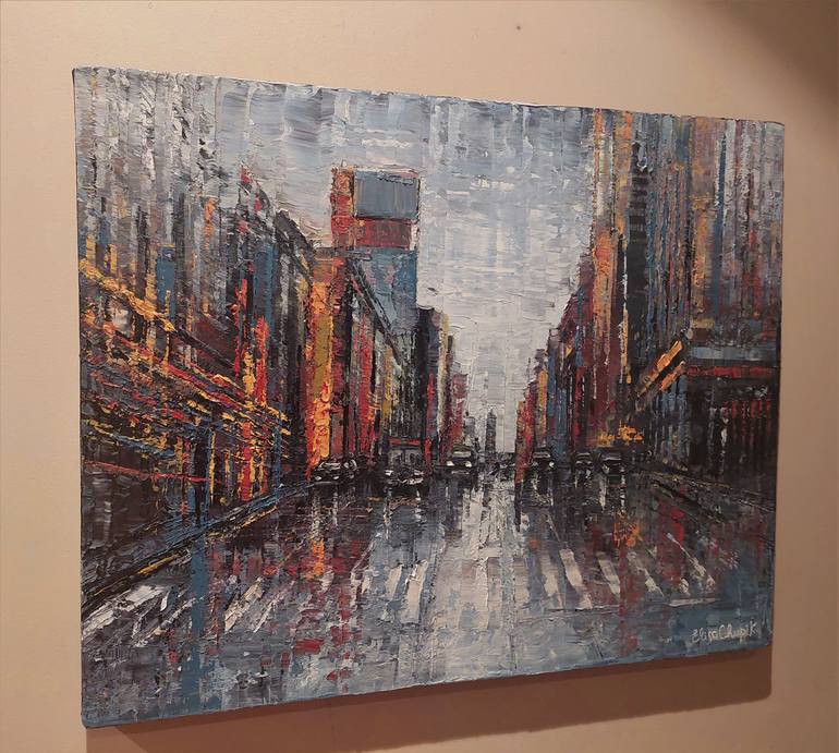 Original Abstract Expressionism Cities Painting by Elisa Chupik