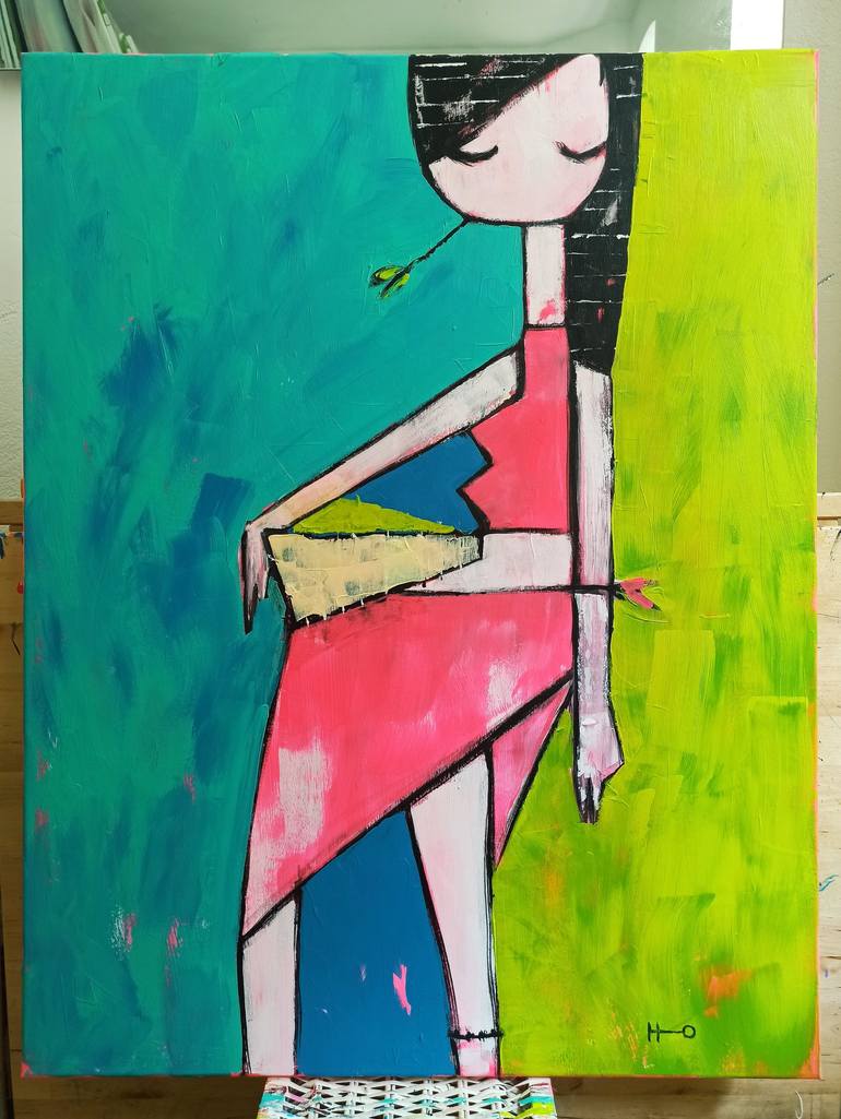 Original Expressionism Women Painting by Eva Hidalgo