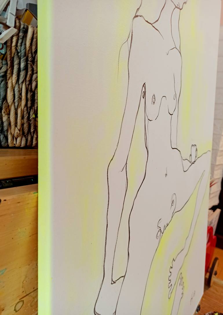Original Expressionism Nude Painting by Eva Hidalgo