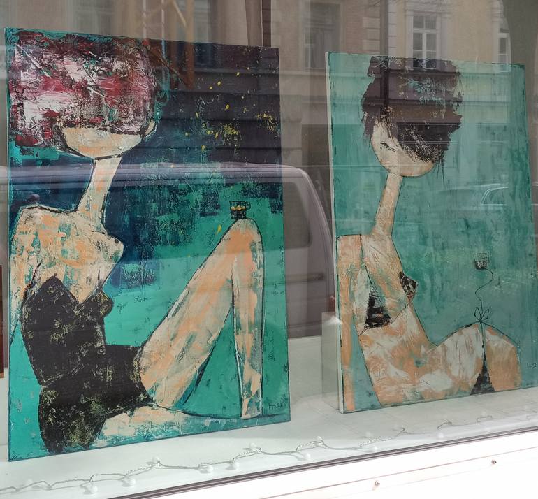Original Expressionism Women Painting by Eva Hidalgo