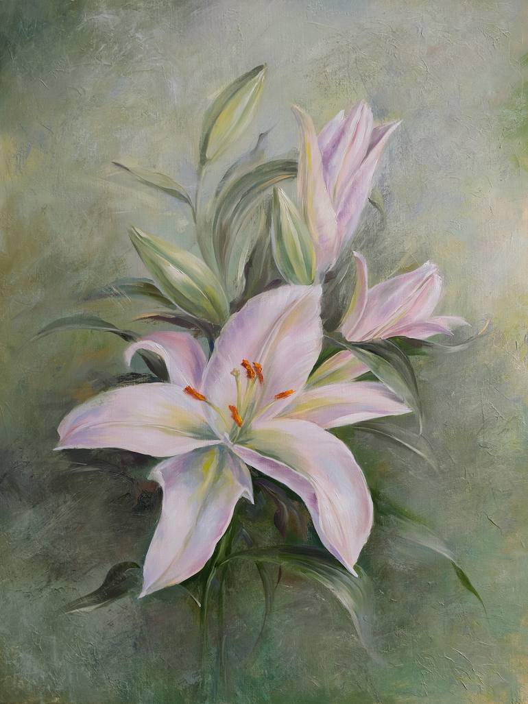 Original Art Deco Floral Painting by Elena Smurova