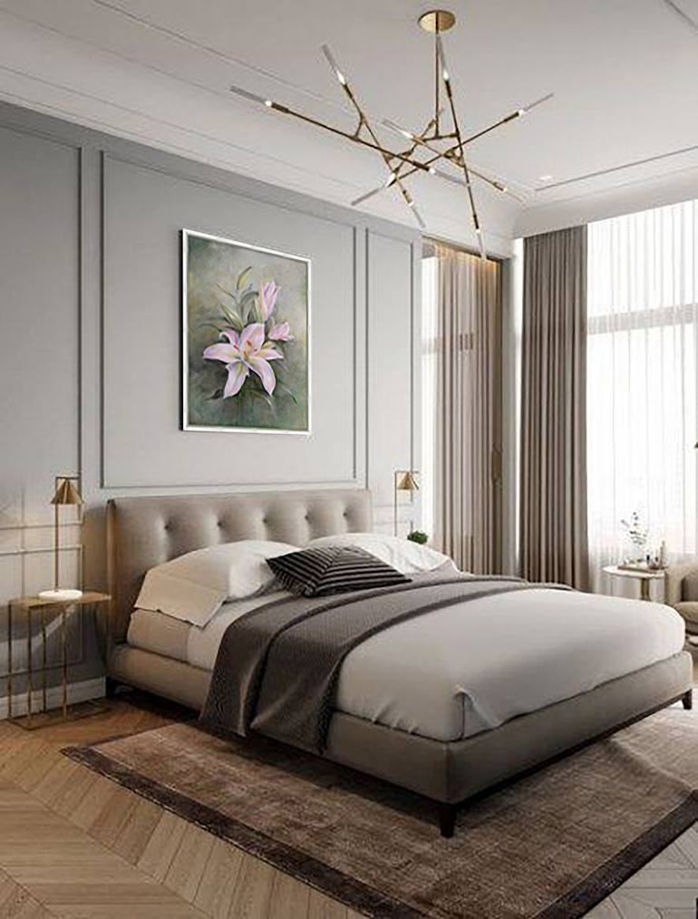Original Art Deco Floral Painting by Elena Smurova