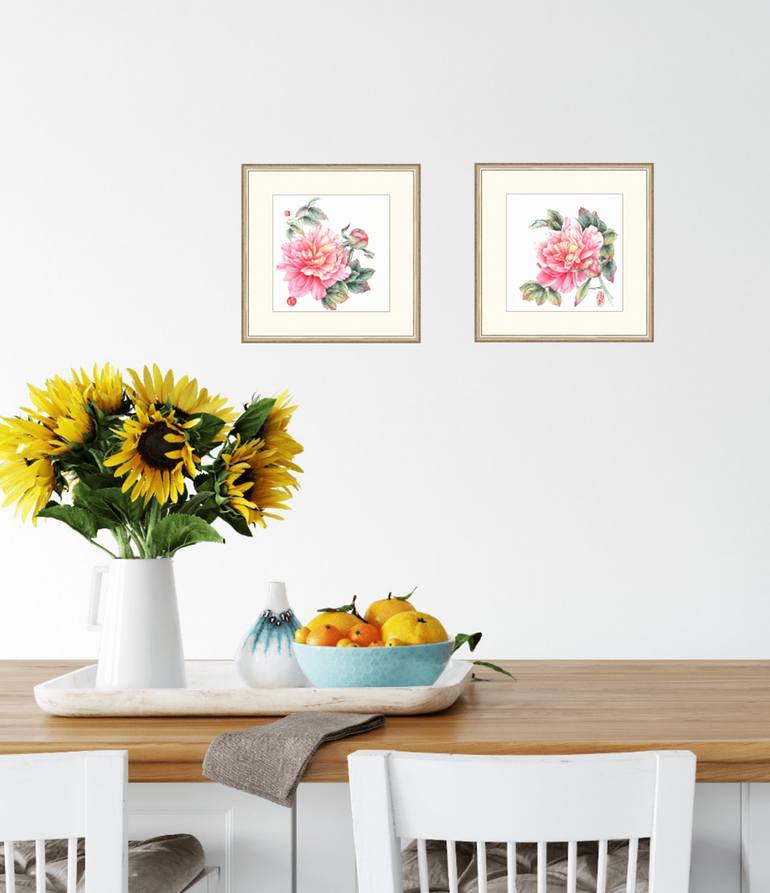 Original Art Deco Floral Painting by Elena Smurova