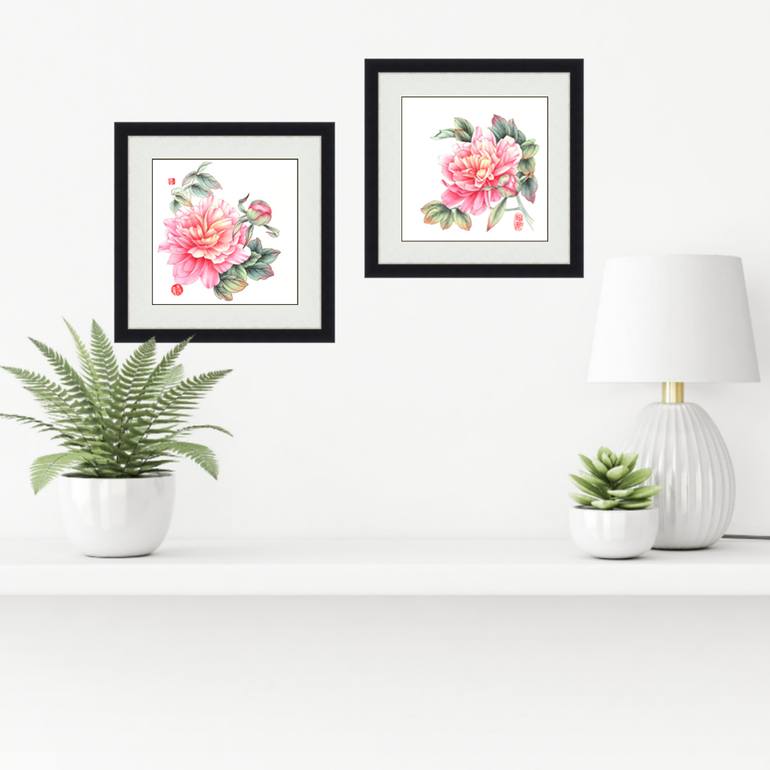Original Art Deco Floral Painting by Elena Smurova